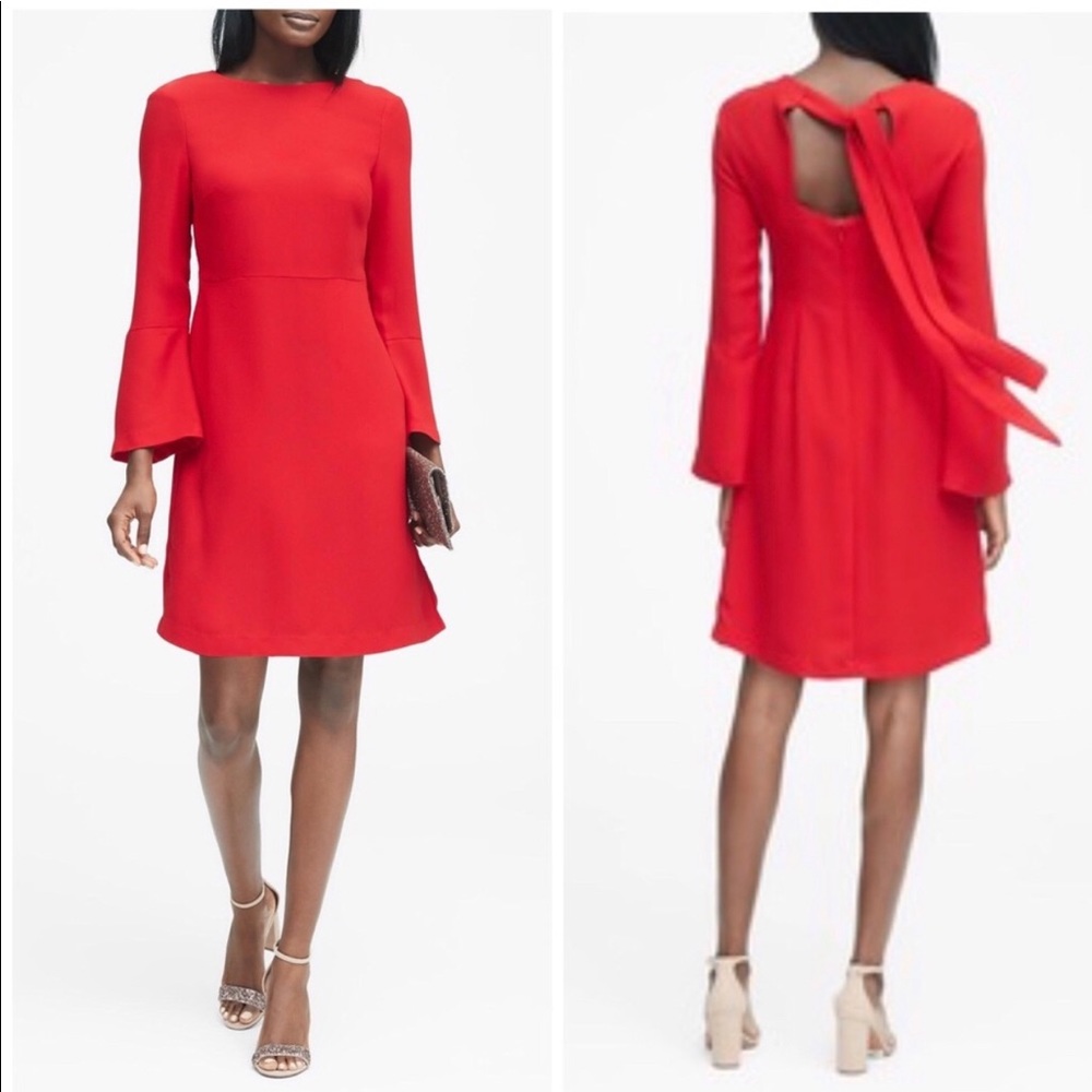 Banana Republic bell sleeve tie back dress